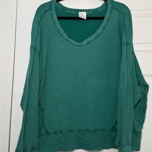 Aerie Green Waffle Knit Top